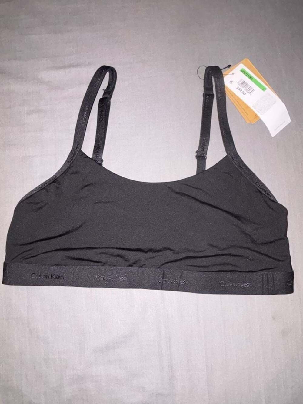 Calvin Klein Unlined Wireless Bralette with Logo Elastic Band Large